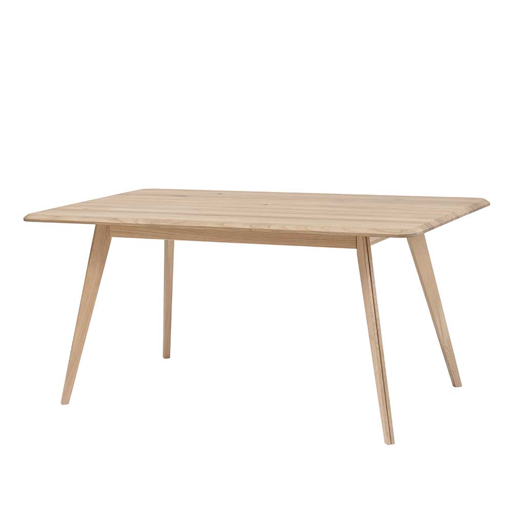 Massiver Holztisch mit abgerundeten Ecken aus Wildeiche Bianco geölt Aicandus