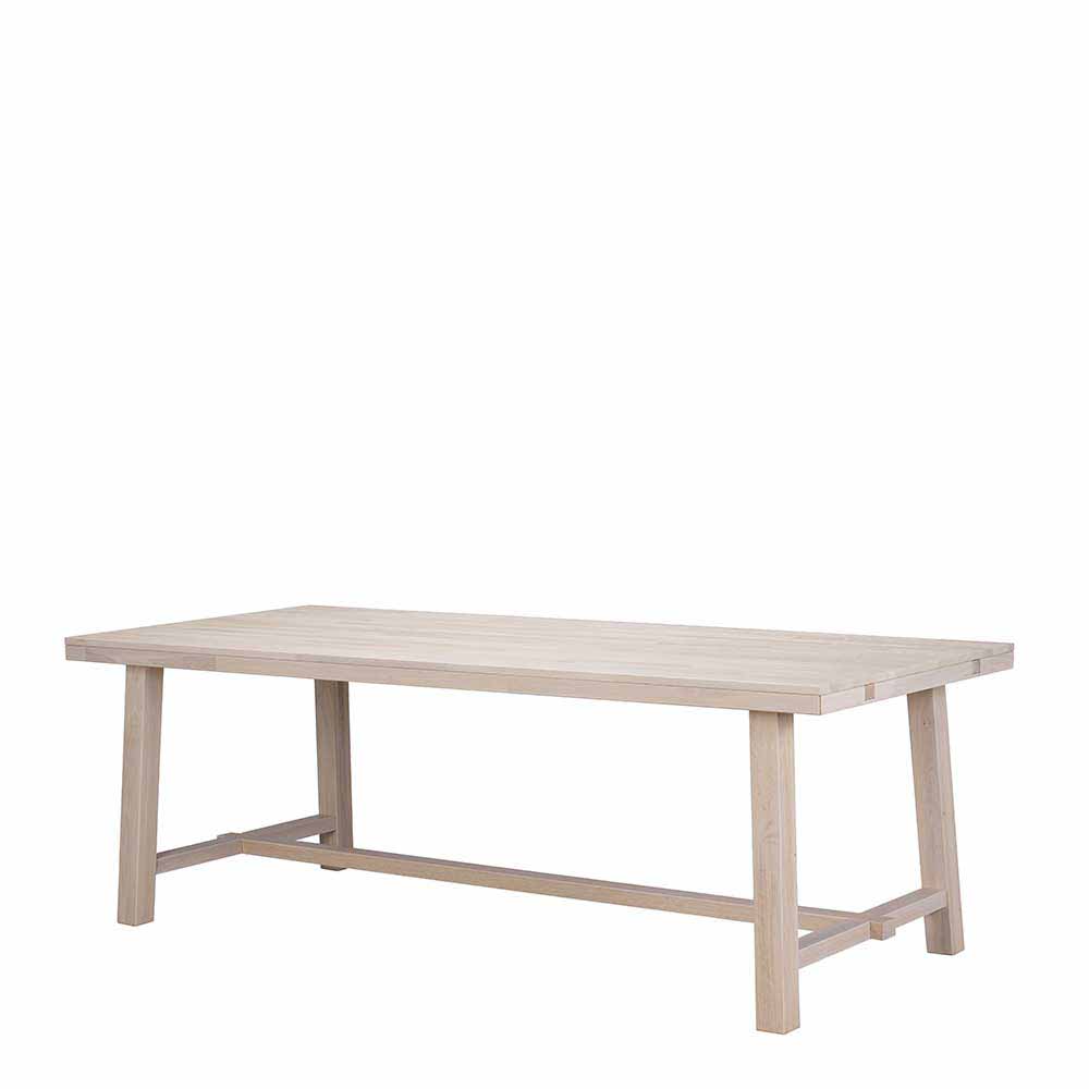 Massivholz Designer Tisch in White Wash aus Eiche Dioca