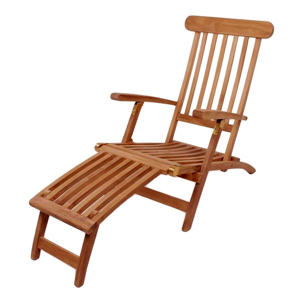 Massivholz Outdoor Deckchair aus Teak mit Armlehnen - Polster optional Zavamanco