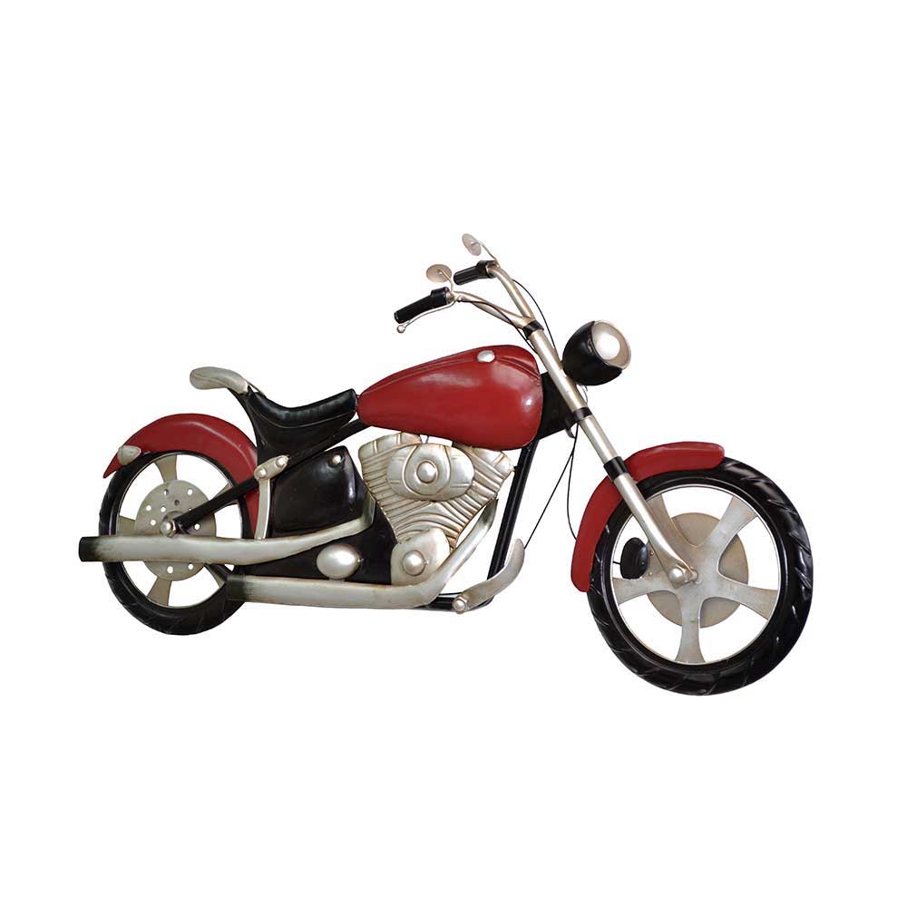Metall Wandbild Motorrad 3D mit Licht in Rot Schwarz Richmond