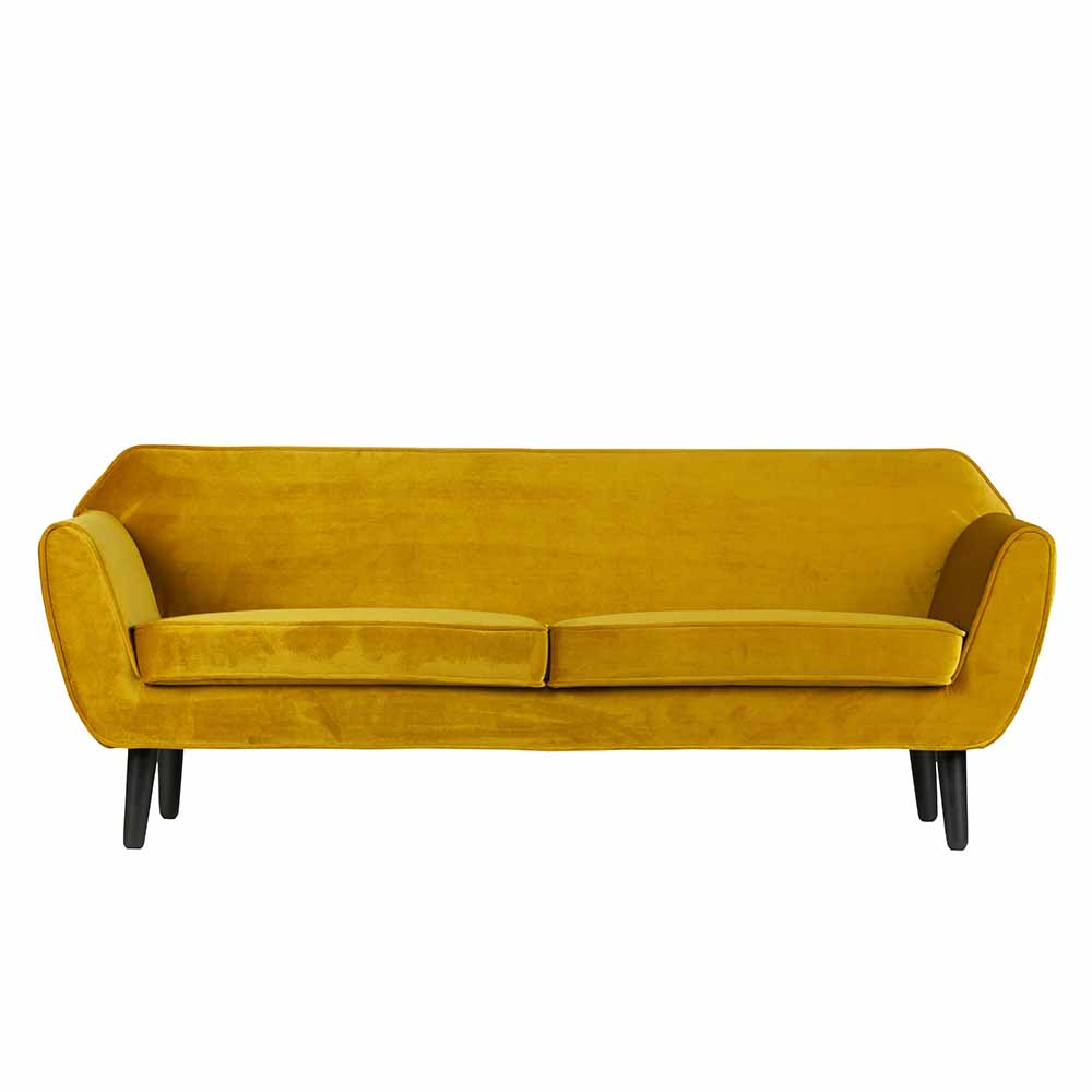 Mid Century Sofa Samt gelb 2-Sitzer Sempre