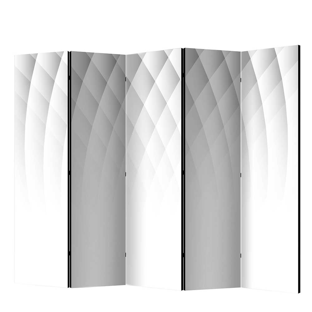 Mobiler Raumteiler aus fünf Elementen in Weiß & Hellgrau bedruckt Emonila