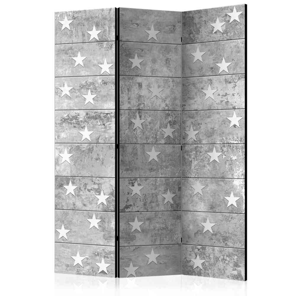 Mobiler Raumteiler Betonwand mit Sternen in Grau Weiß 135x172 Ranuves