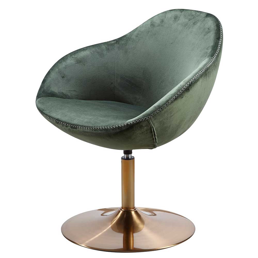 Modern Art Deco Sessel in Dunkelgrün Samt mit Metall in Gold Rigorosa