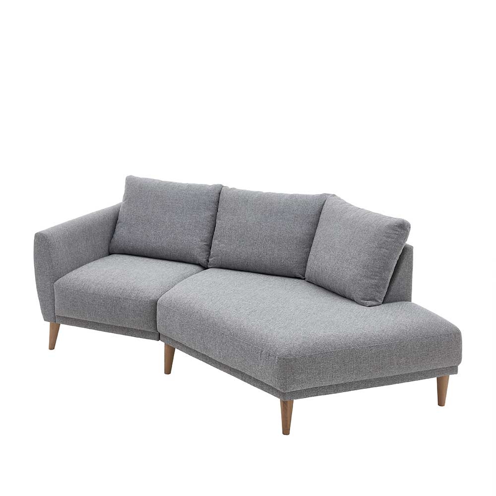 Moderne 3er Couch in Hellgrau Strukturstoff und Eiche gekälkt Teresia
