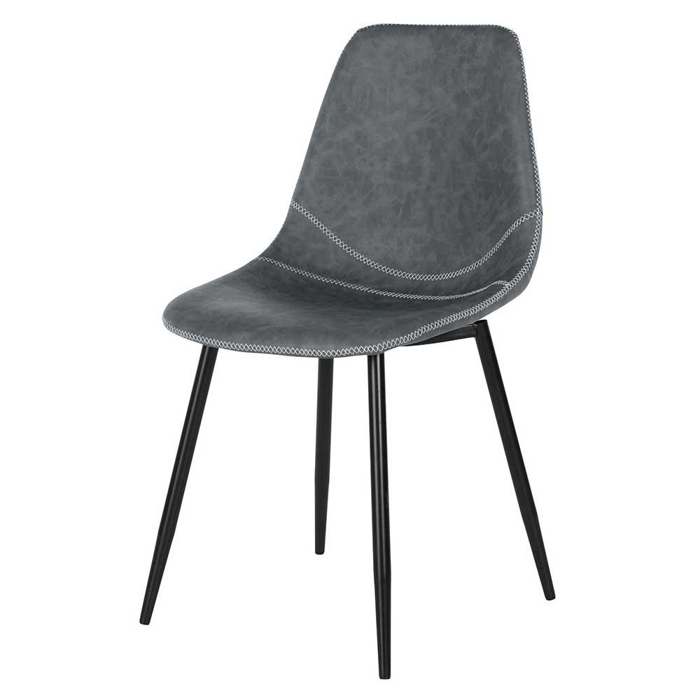 Moderne Kunstleder Stühle in Anthrazit mit schwarzem Metallgestell Tymos