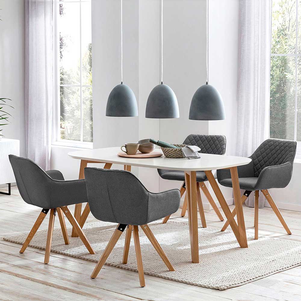 Moderne Tischgruppe mit Armlehnstühlen in Grau & Eiche Glamoure