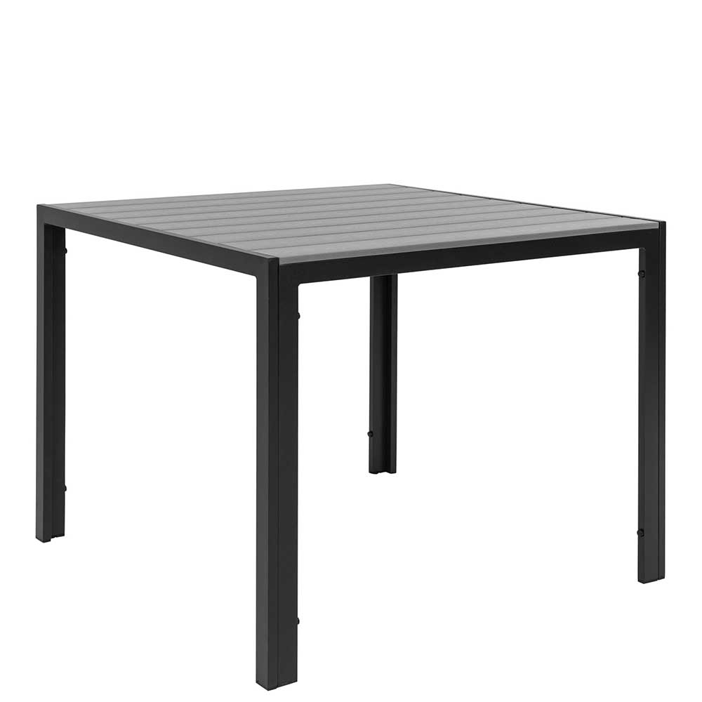 Moderner Gartentisch in Grau & Schwarz aus Kunststoff & Aluminium Milorno