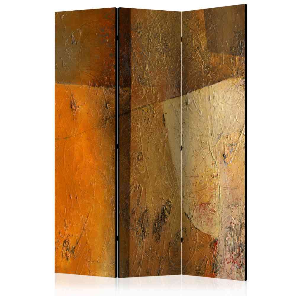 Moderner Paravent in Orange & Braun abstraktes Motiv 135x172 Lagunara