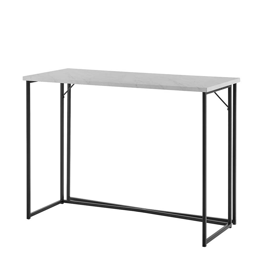 Moderner Schreibtisch in Marmoroptik & Schwarz mit Bügelgestell - 107x76x46 Ramora