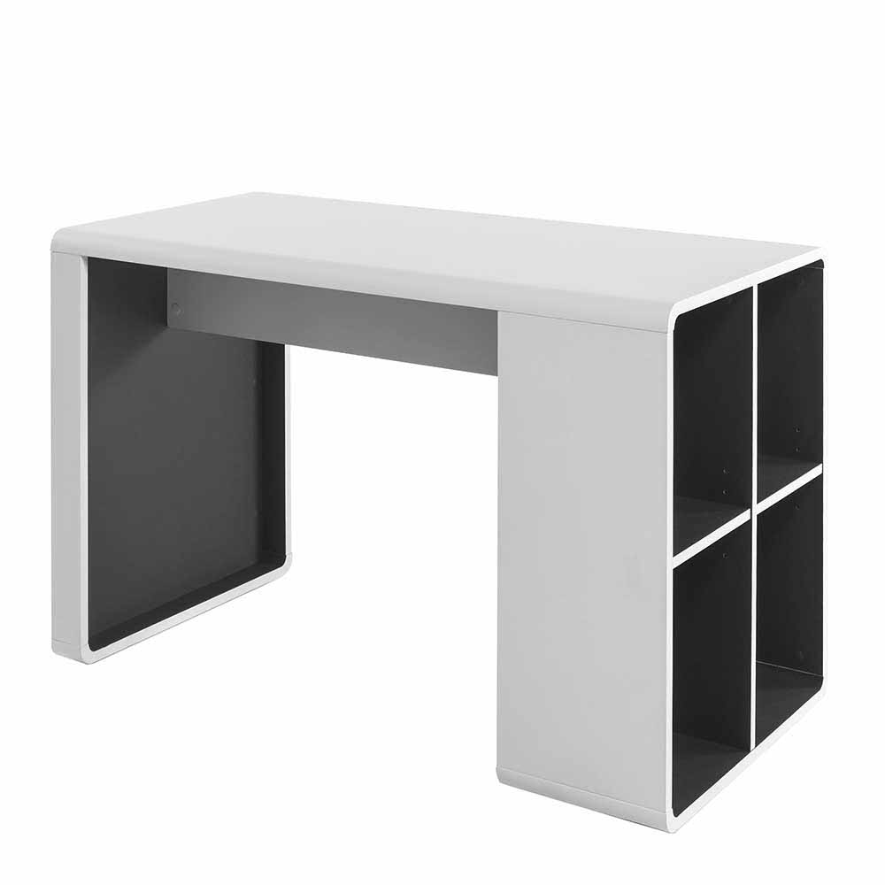Moderner Schreibtisch mit Regal in Weiß Anthrazit 119x59 Compadro