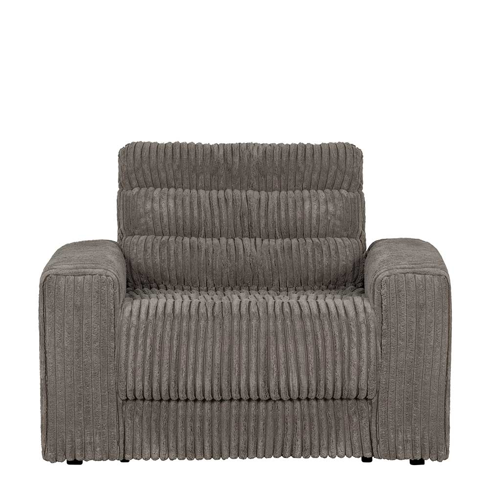 Moderner Sessel mit Breitcord Bezug in Grau - frei im Raum stellbar Ringeta