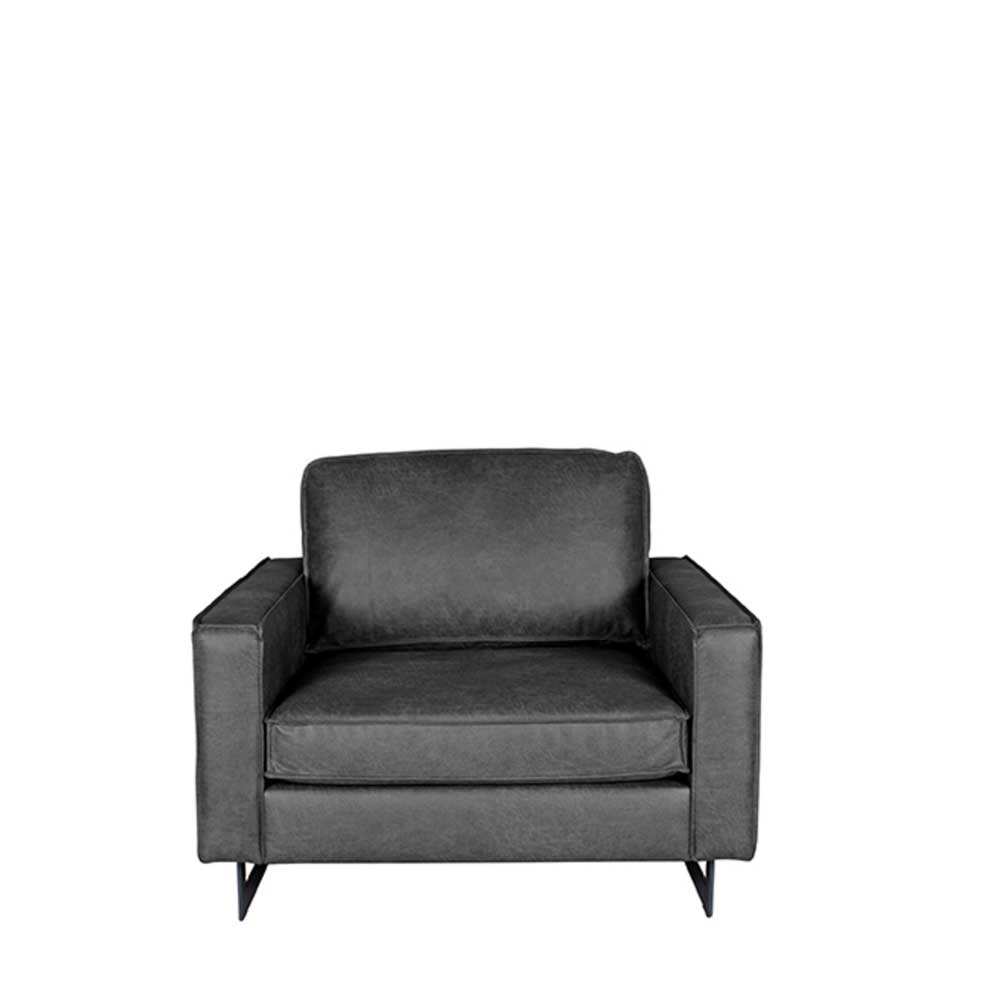 Moderner Sessel mit Kufen aus Metall & Microfaser Bezug Grau Jaglyn
