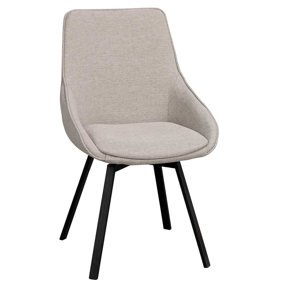 Moderner Stuhl in Beige & Schwarz aus Webstoff & Metall Biniamo