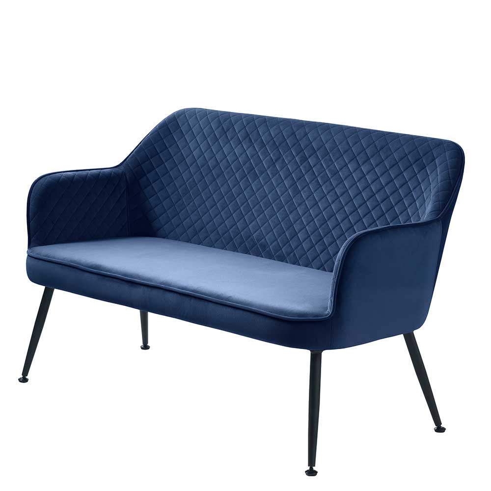 Modernes Esszimmer Sofa aus Samt in Blau und Metall in Schwarz Evolution