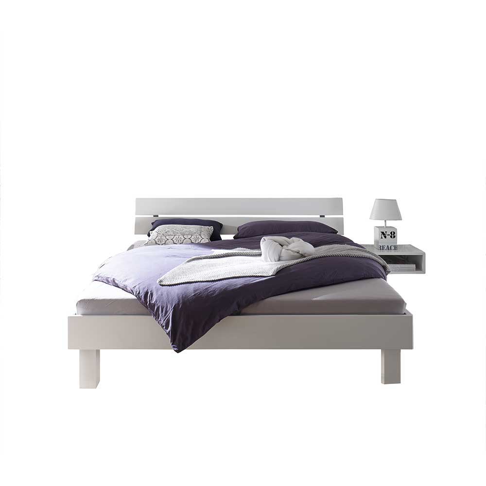 Modernes Holzbett mit Nachttisch in Weiß - 90x200 & 100x200 Crimera