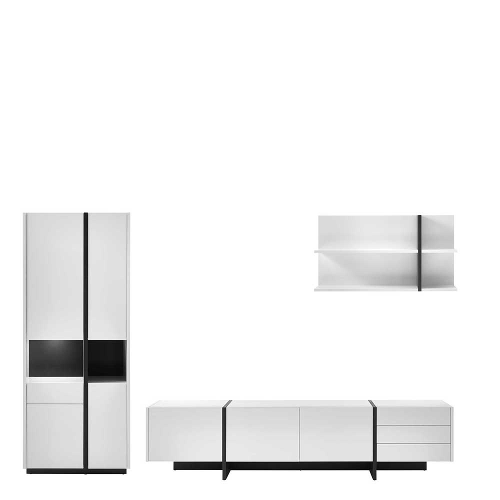 Modernes Wohnwand Set in Weiß mit Schwarz Laucata