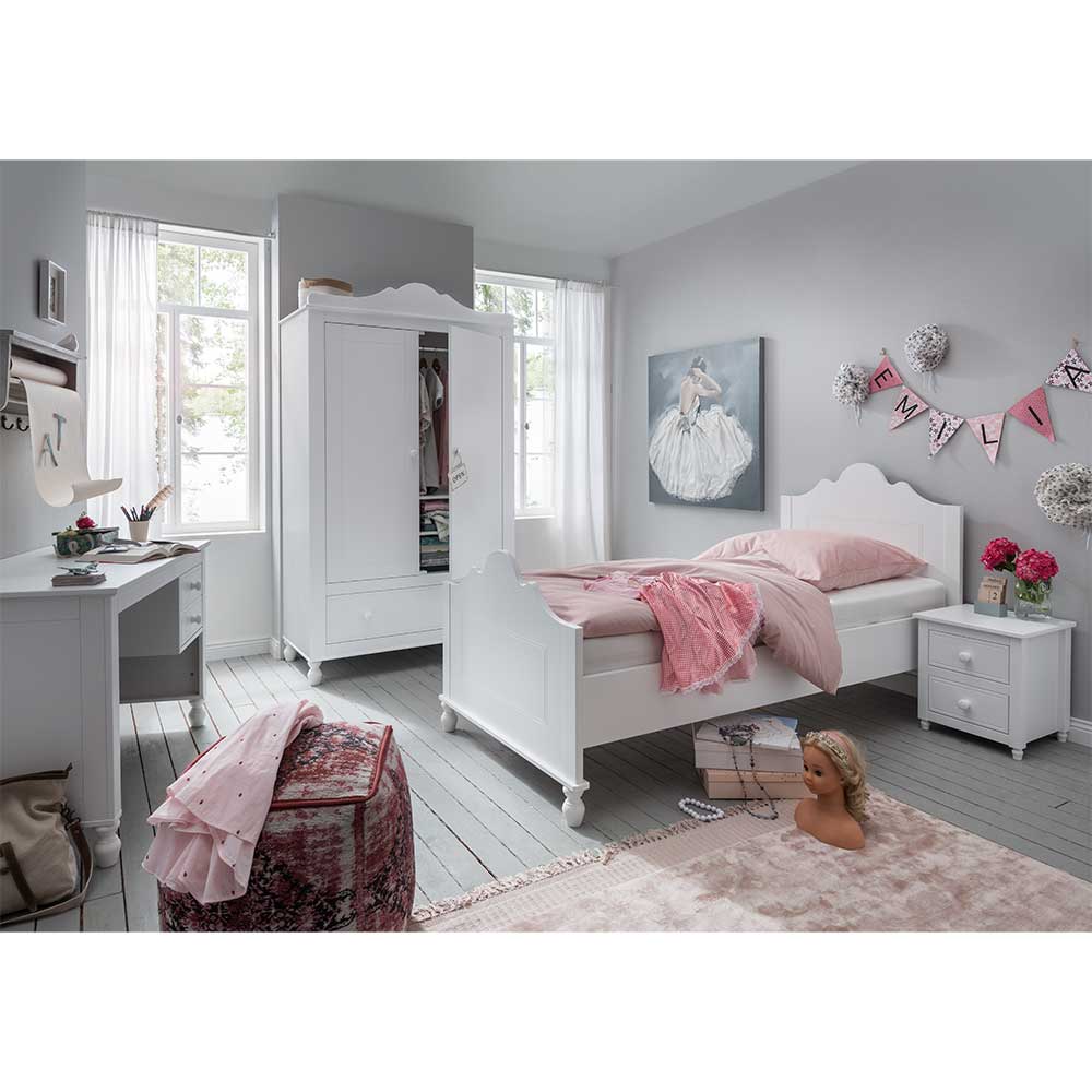 Möbel Mädchen Zimmer in Weiß aus Buche & MDF Starina