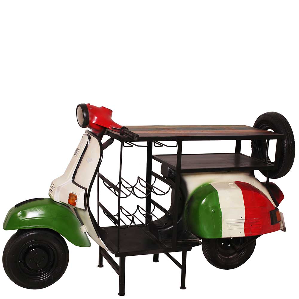 Motorroller Hausbar Italia Vintage Design aus Altholz & Altmetall Nite