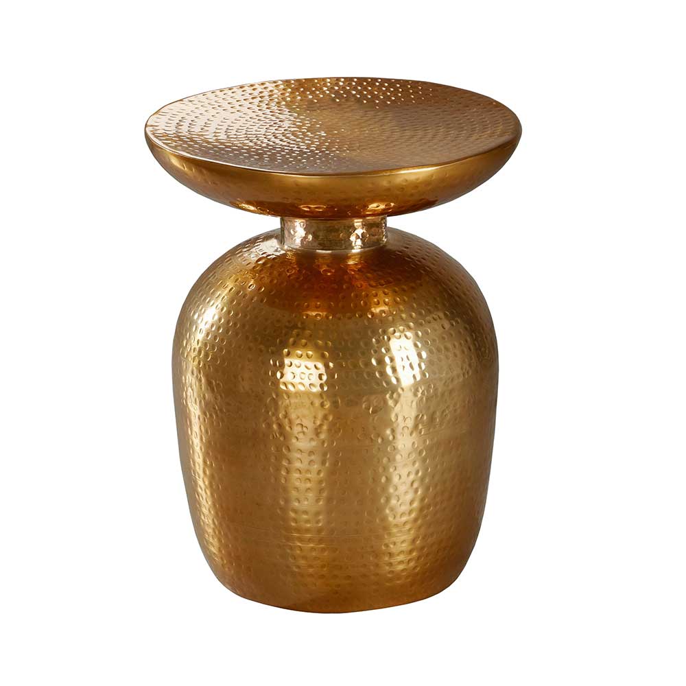 Orientalisch inspirierter Alu Tisch in Gold lackiert - Vasen Design Luisa