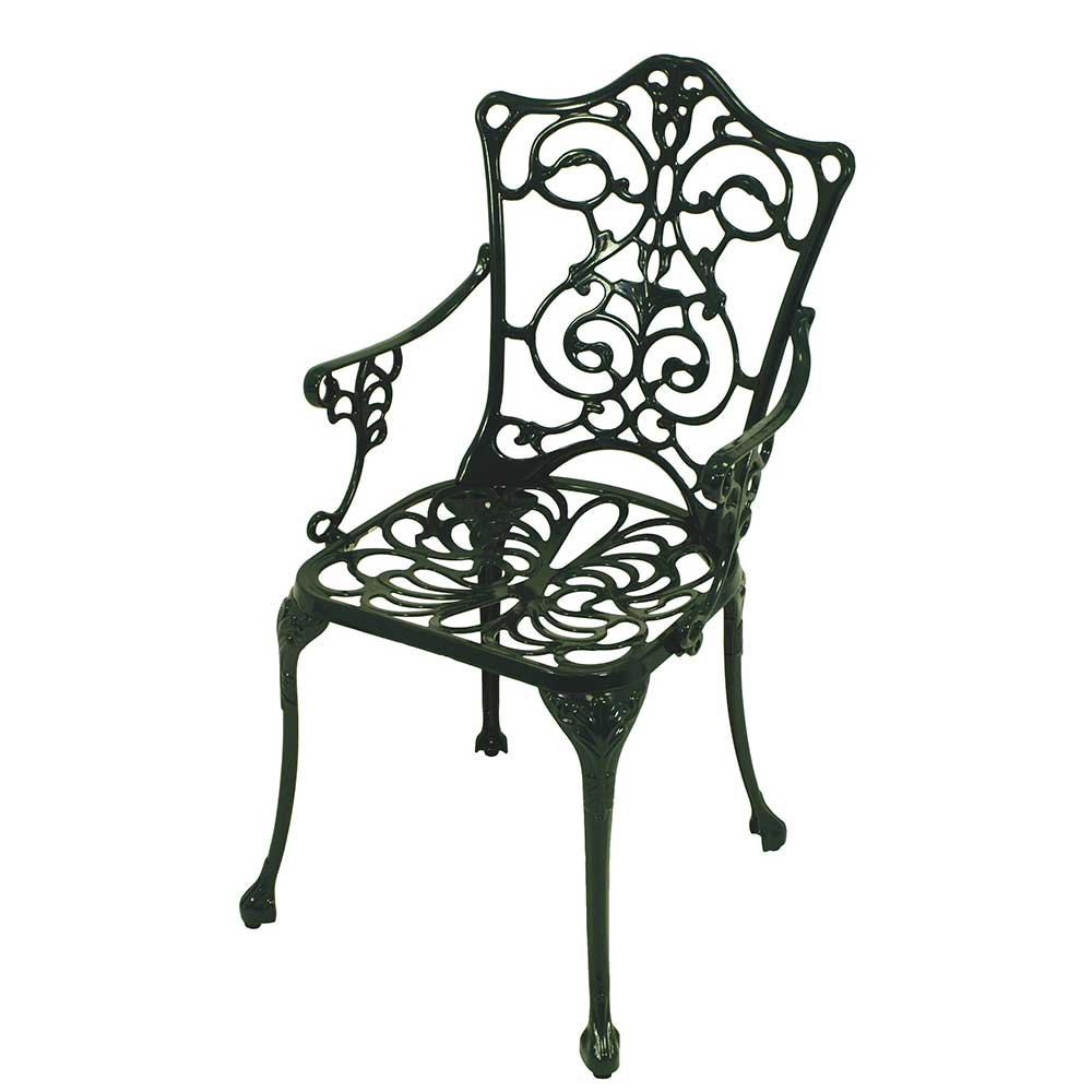 Outdoor Stuhl mit Armlehnen in Dunkelgrün aus Aluminium - Vintage Tilano