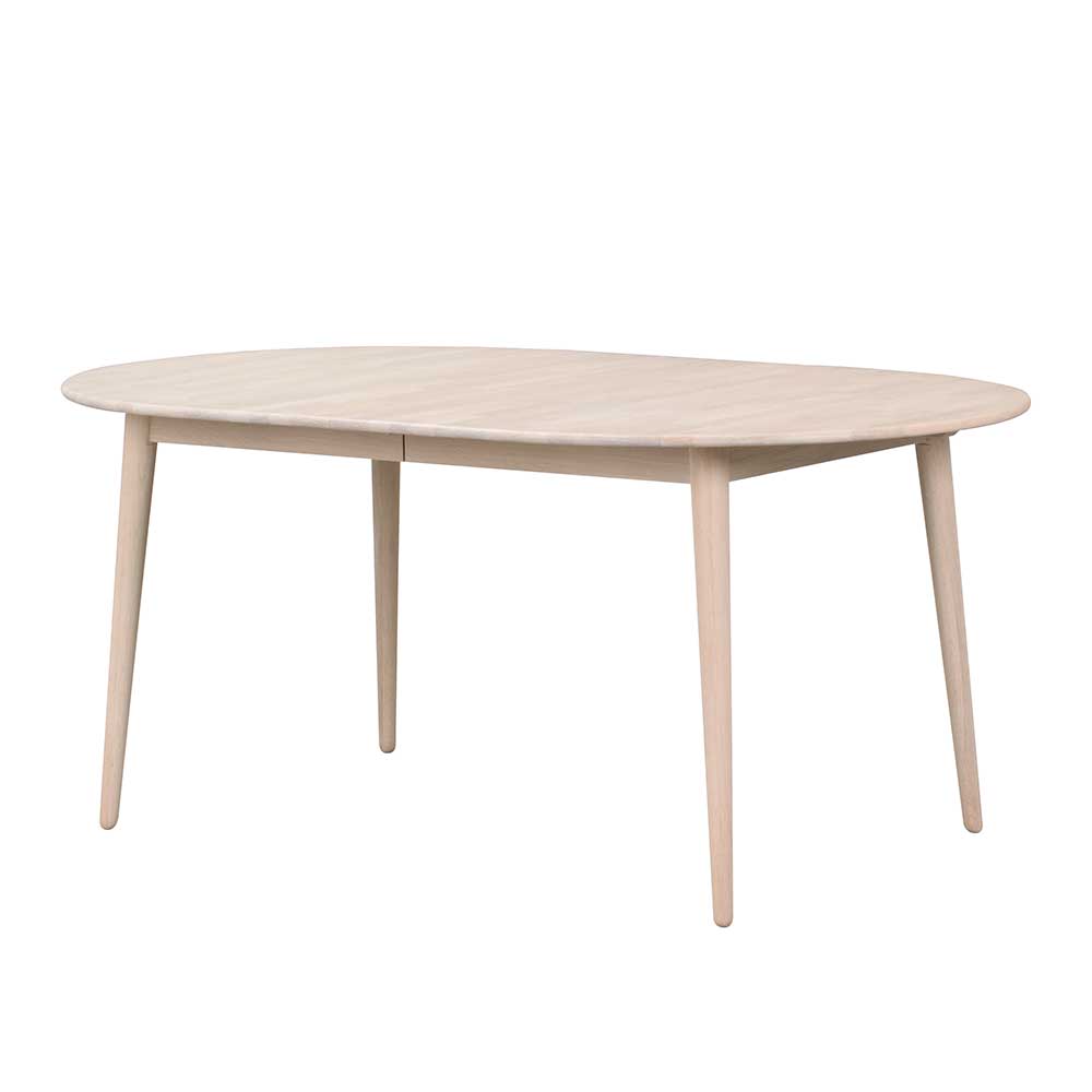 Ovaler Esstisch verlängerbar im Skandi Design aus White Wash Eiche Fleppos
