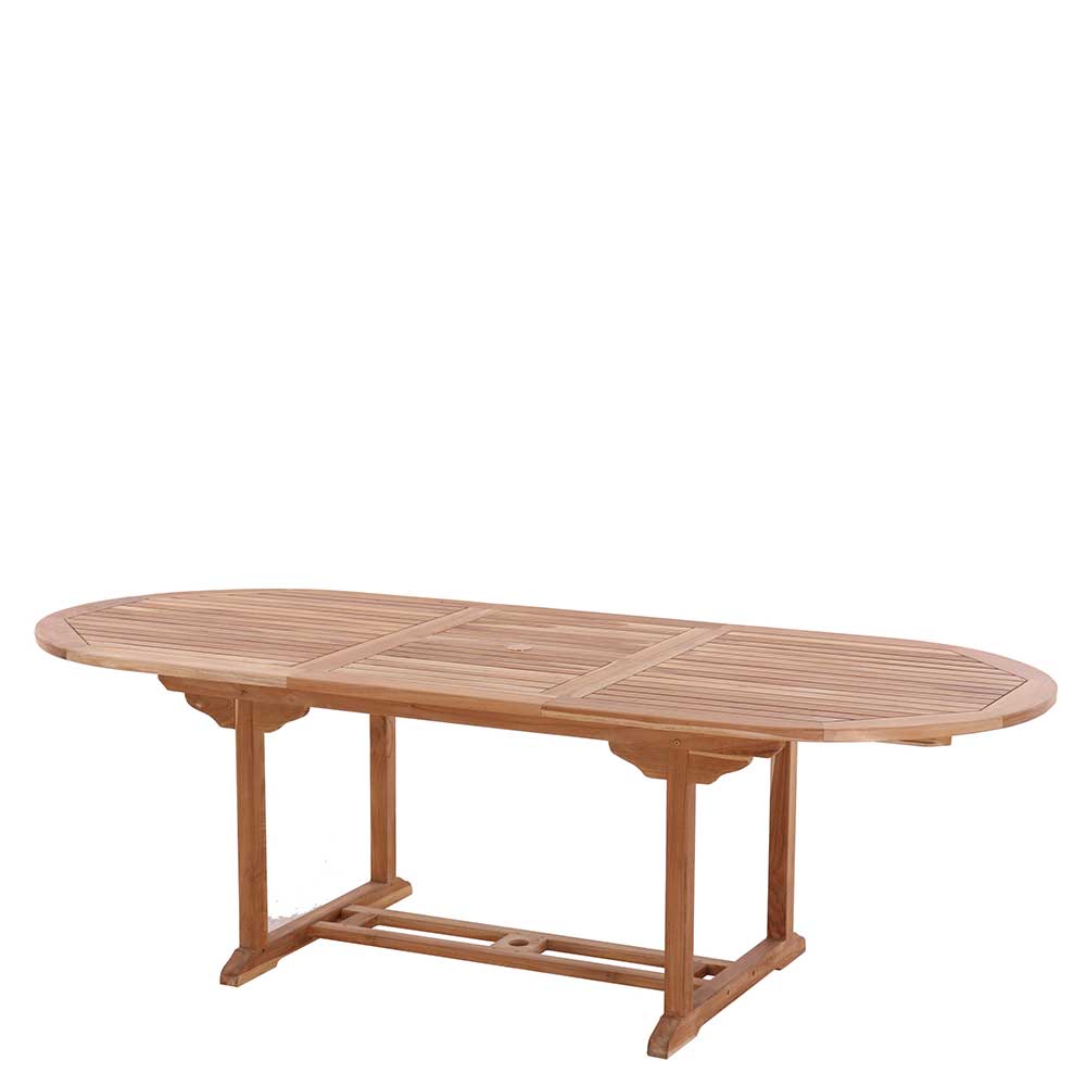 Ovaler Gartentisch verlängerbar aus Teak Massivholz Klahuma I