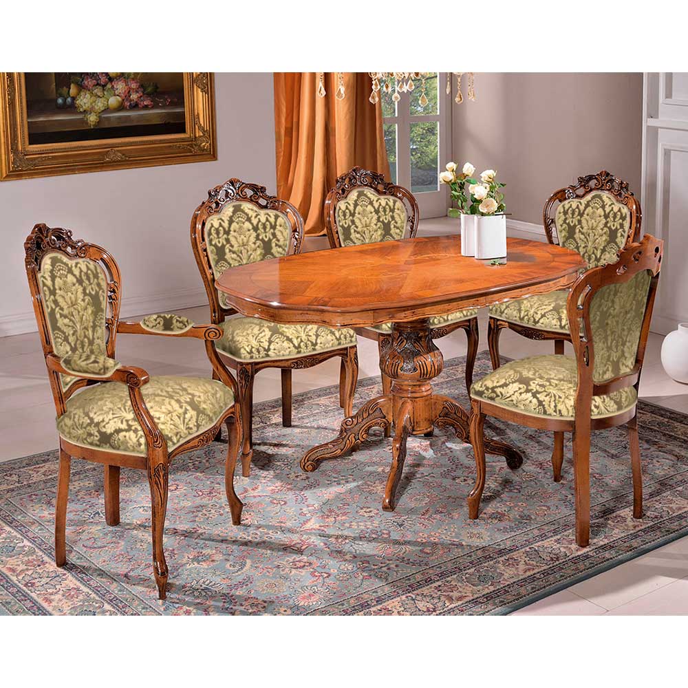 Ovaler Tisch & fünf Stühle im Barockstil Ursanna