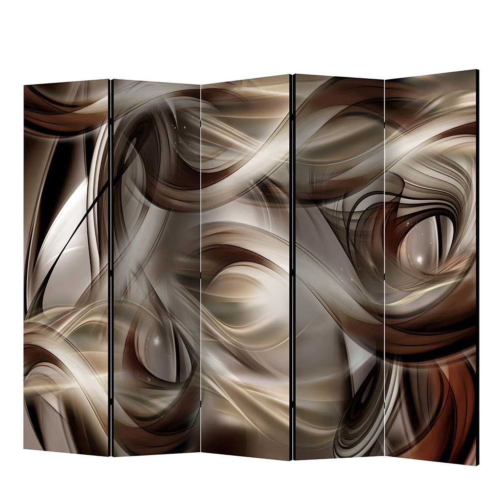 Paravent in Braun Grau  - abstraktes Muster - 225 cm breit Mamoud