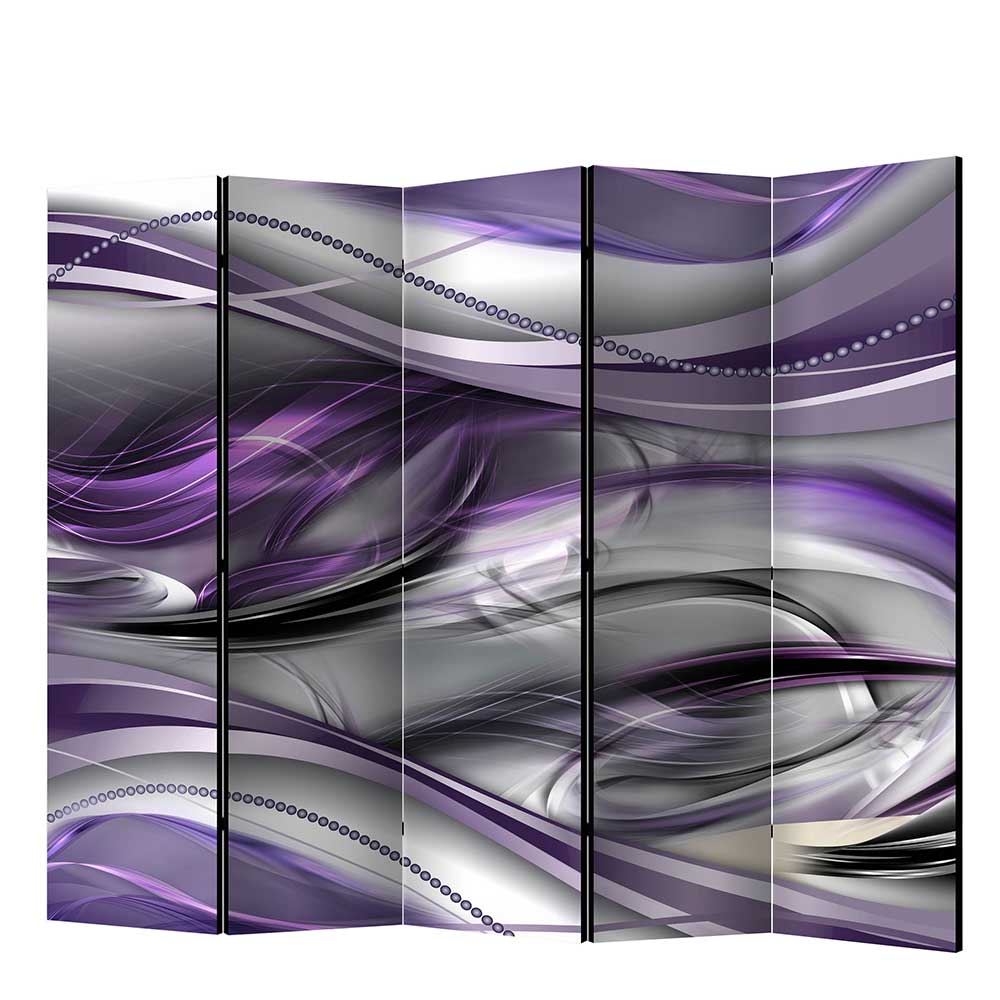 Paravent in Grau & Violett bedruckt - abstraktes Motiv Jawos