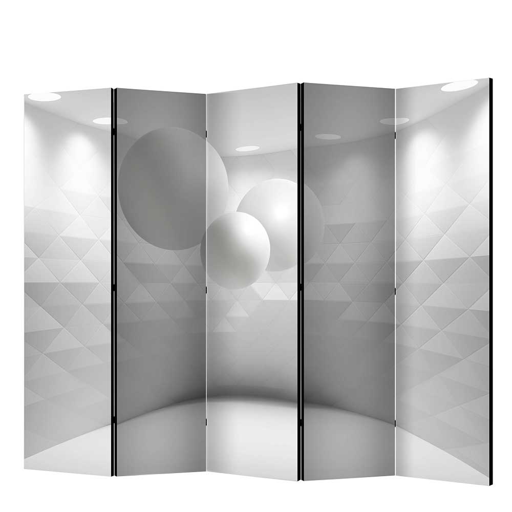 Paravent mit 3D Druck Geometrische Formen in Hellgrau & Weiß Shabian