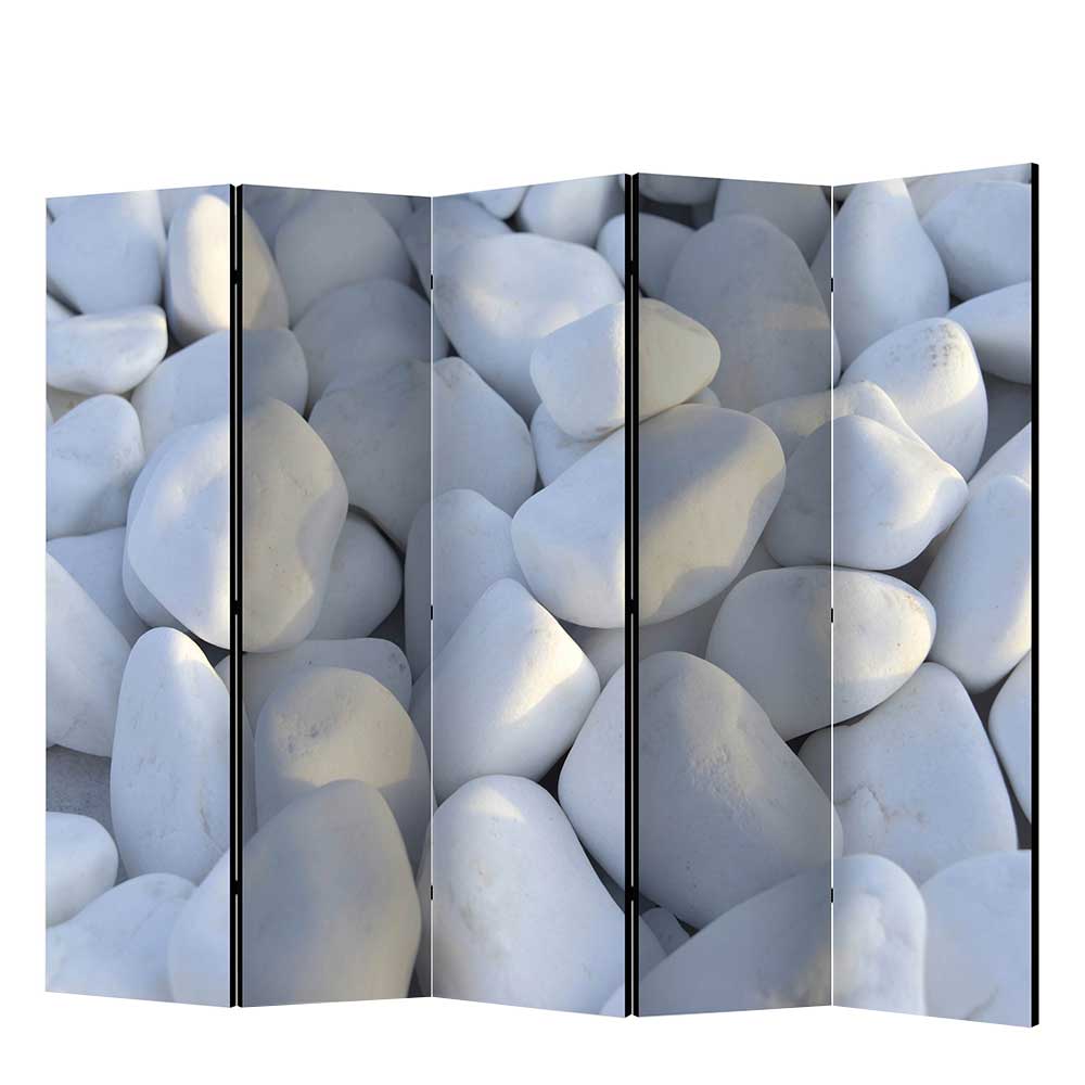 Paravent mit Fotodruck Kieselsteine Weiß Hellgrau zum Klappen - 3 oder 5 Elemente Cork