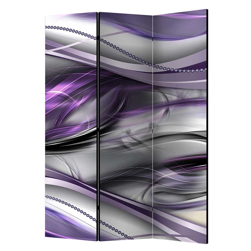 Paravent mit Print in Grau & Violett aus drei Elementen Mezzo