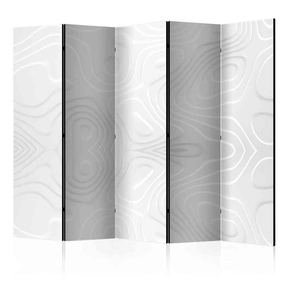 Paravent Spanische Wand in Weiß Grau mit Wellen Muster Fanovic