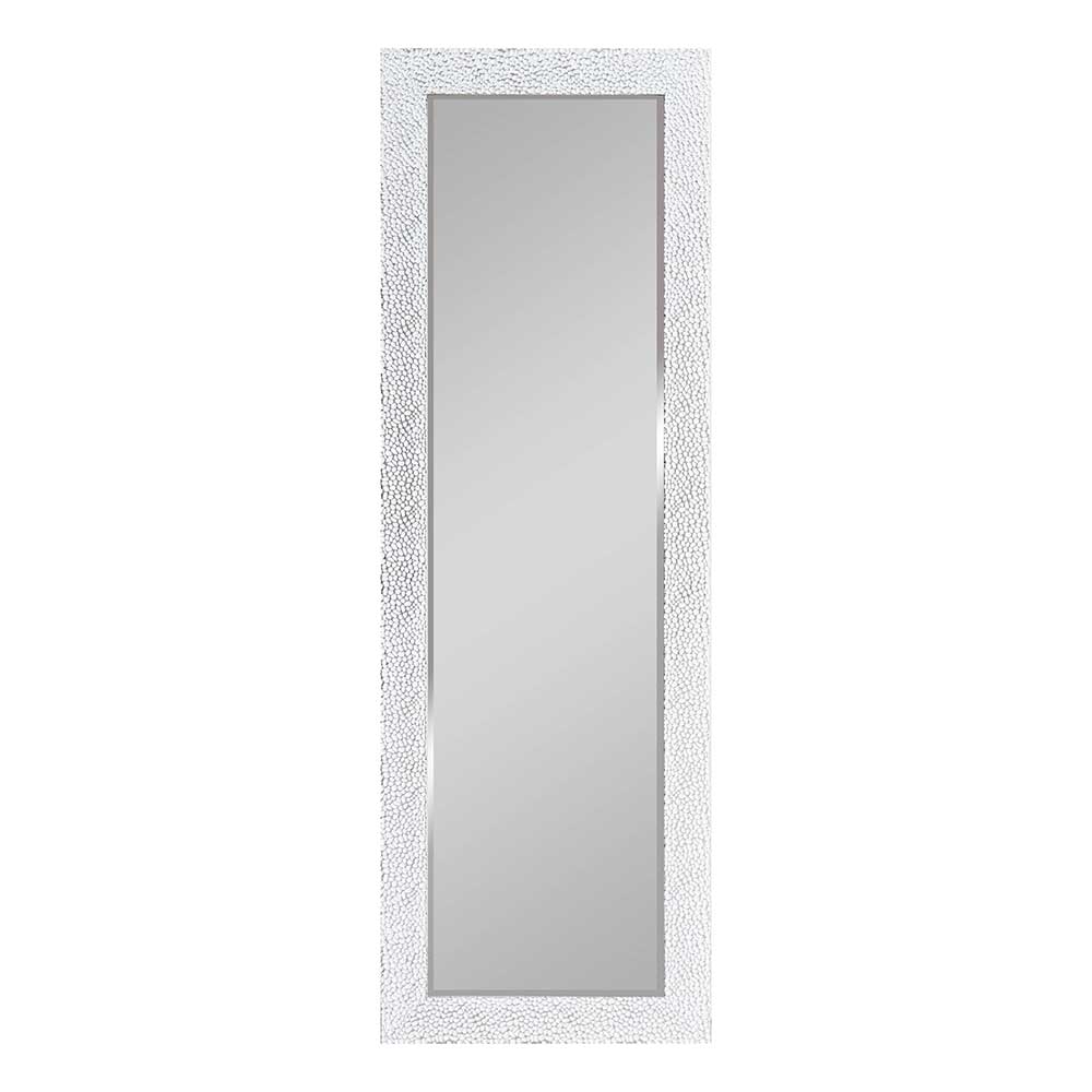 Rechteckiger Spiegel im Hochformat 150x50 cm mit Rahmen in Weiß Silber Nuoro