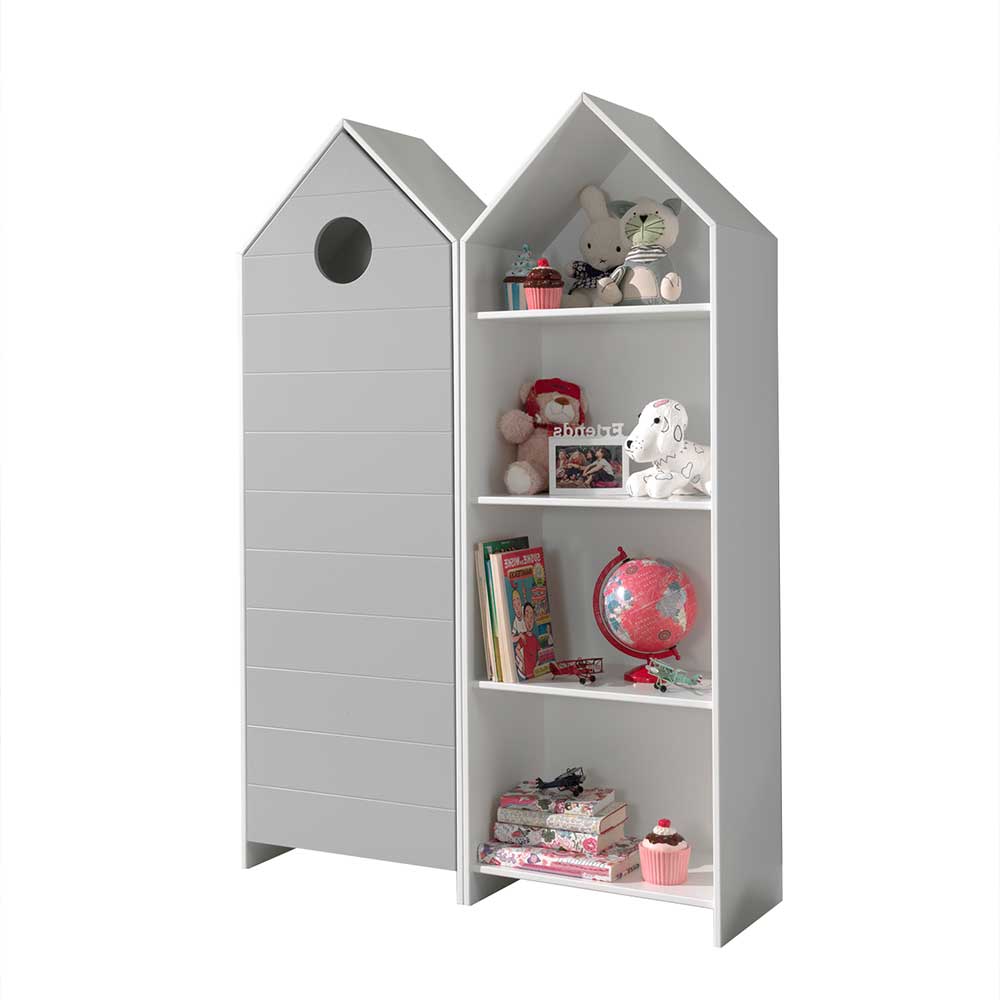 Regal & Schrank in Weiß & Grau fürs Kinderzimmer - Haus Optik Indefiva