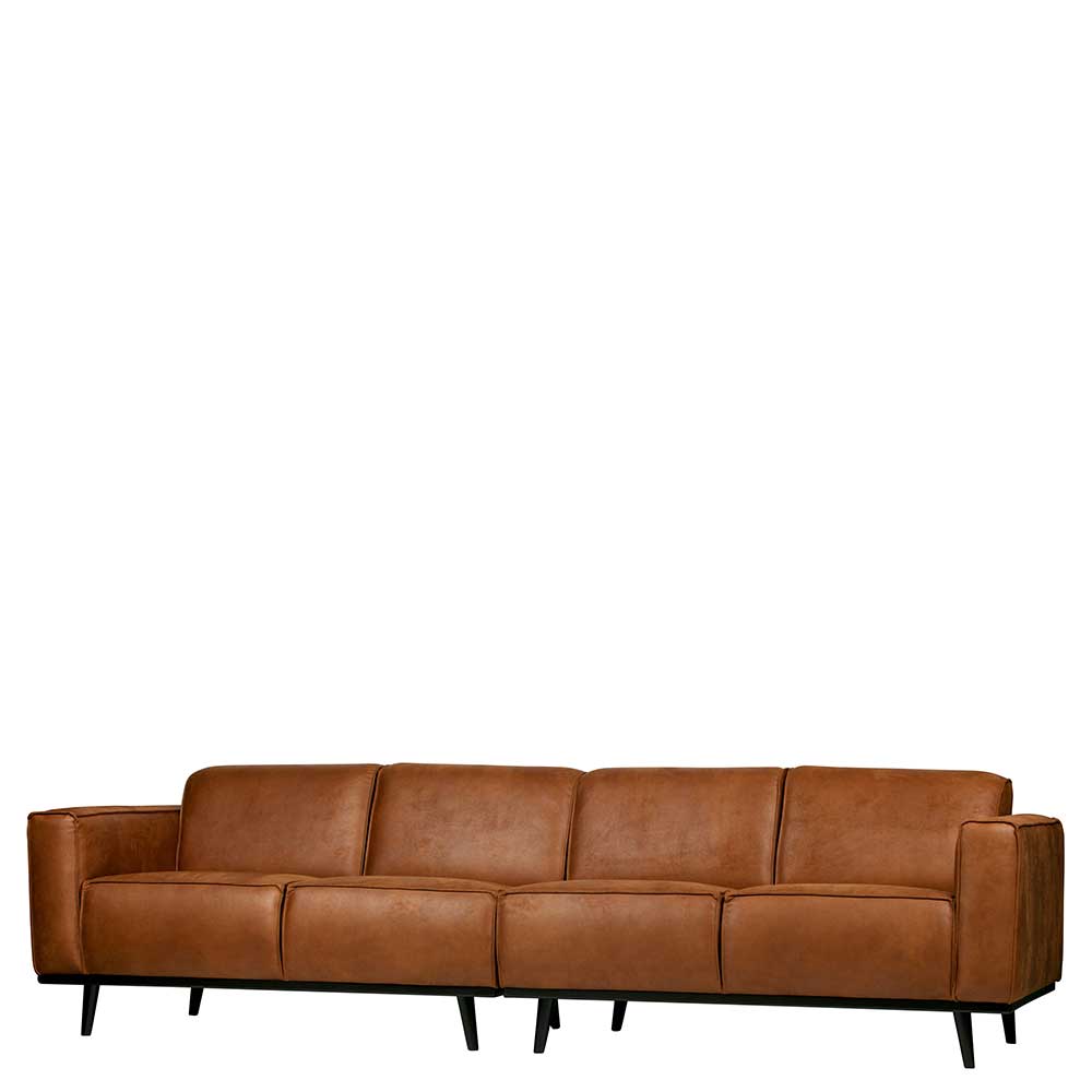 Retro Recyclingleder Couch in Braun Cognac in 2 Breiten Lasha