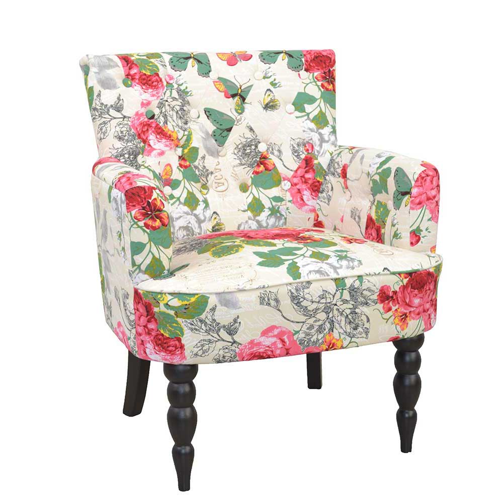 Romantic Look Sessel mit Blumen auch mit Fußhocker Sylverta