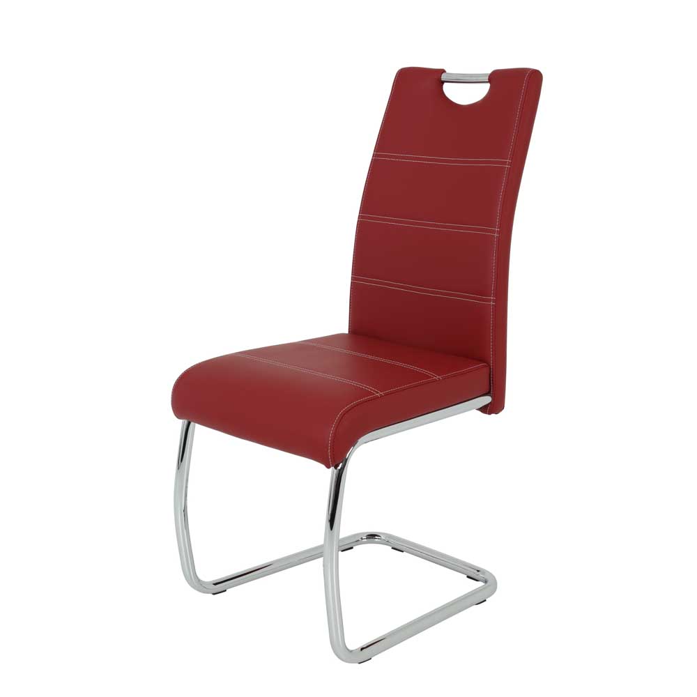 Rote Stühle mit Kunstlederbezug & Schwinggestell Metall Karina
