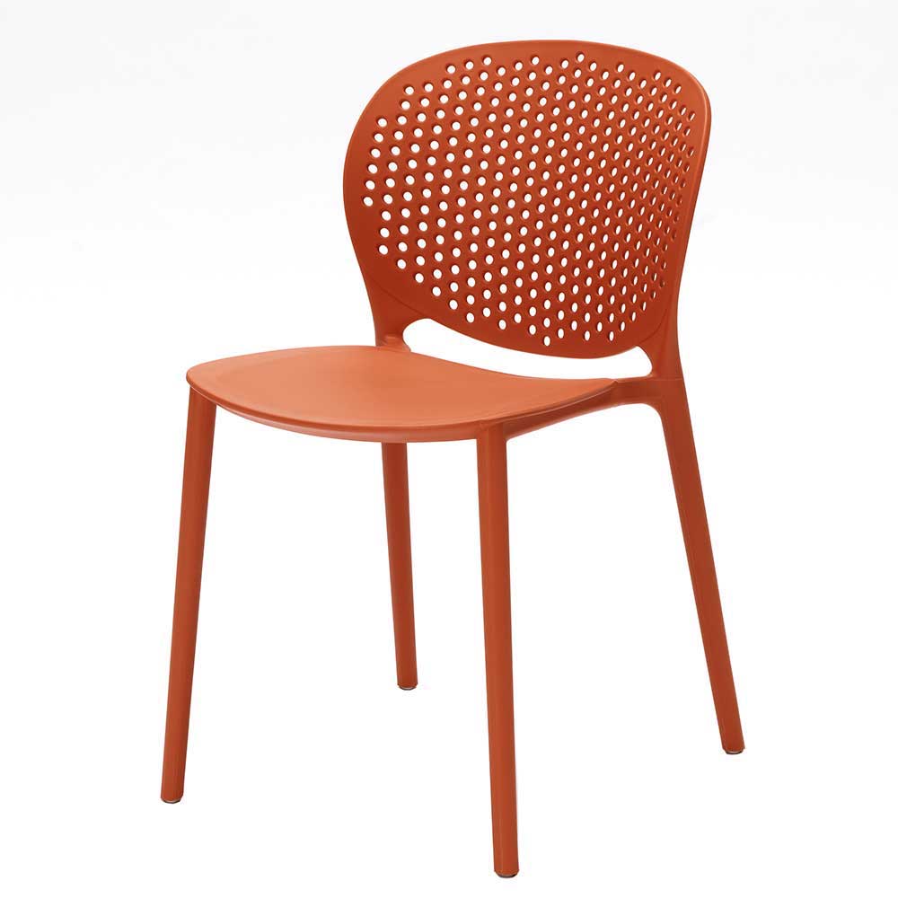 Roter Stuhl aus Kunststoff stapelbar für Garten Fenturam