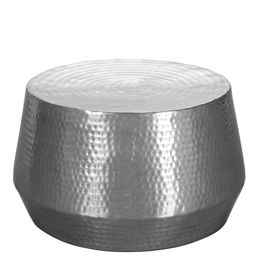 Runder Beistelltisch aus Aluminium in Silber - 60x36x60 Caucas