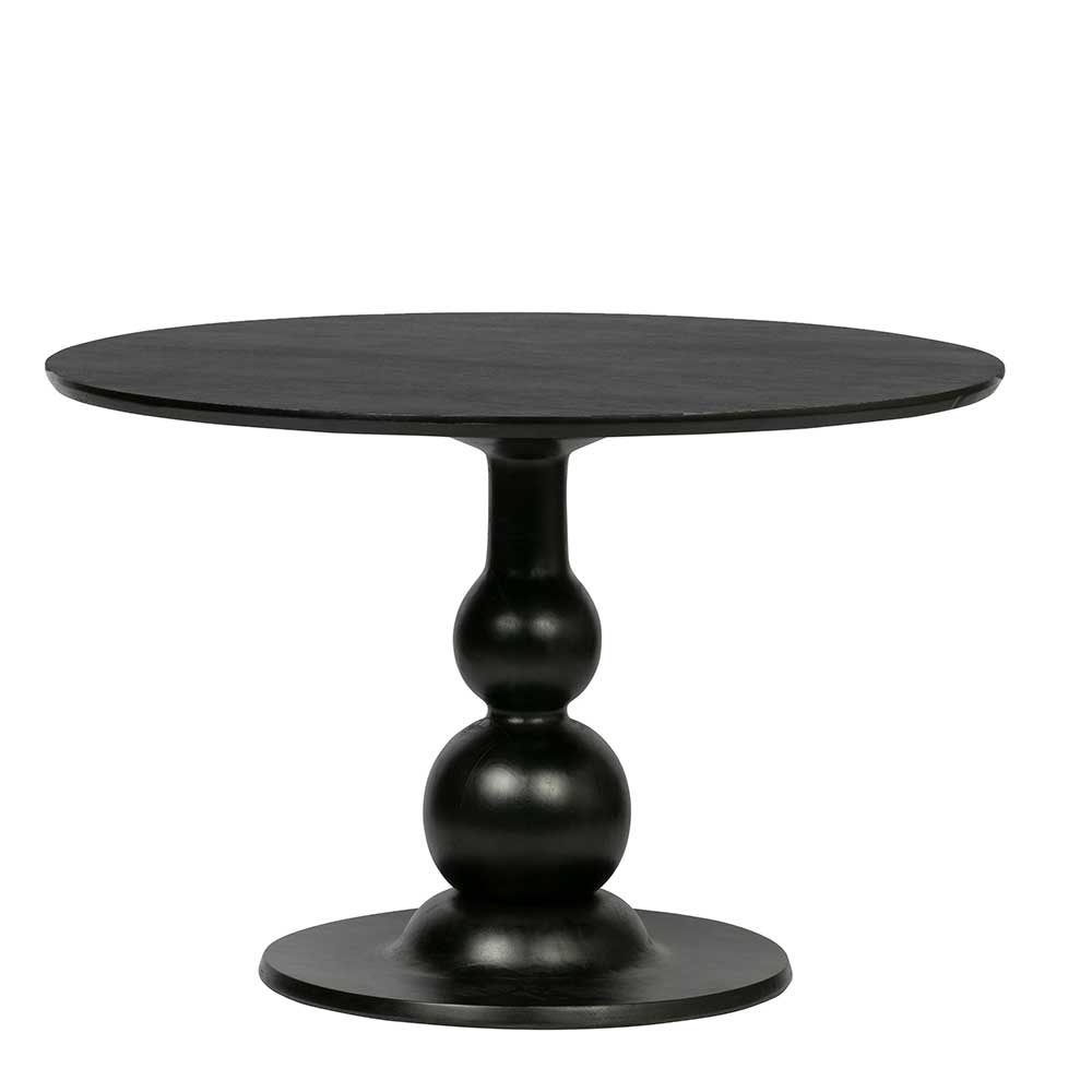 Runder Design Esstisch in Schwarz lackiert aus Mangobaum - Vintage Bottaro