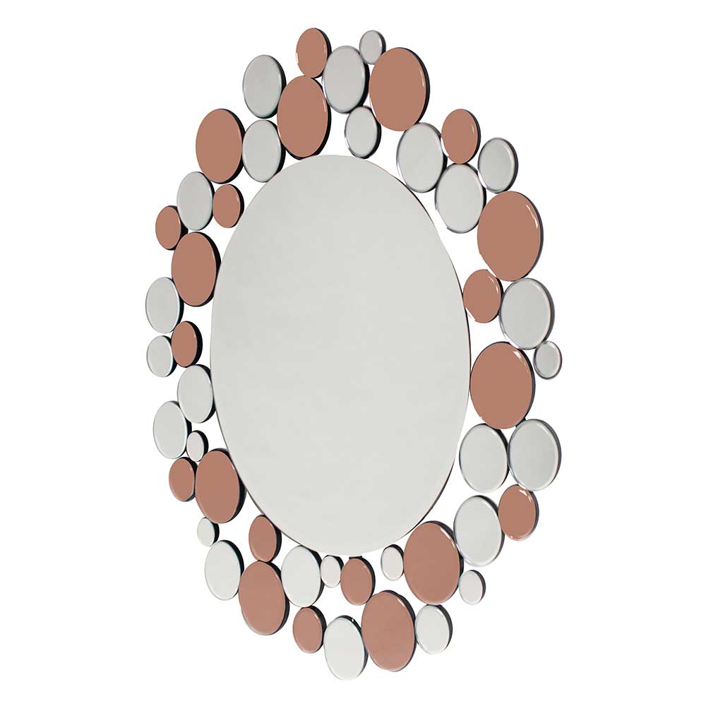 Runder Designer Spiegel in Silber & Rosegold - 80 cm Durchmesser Sulliva