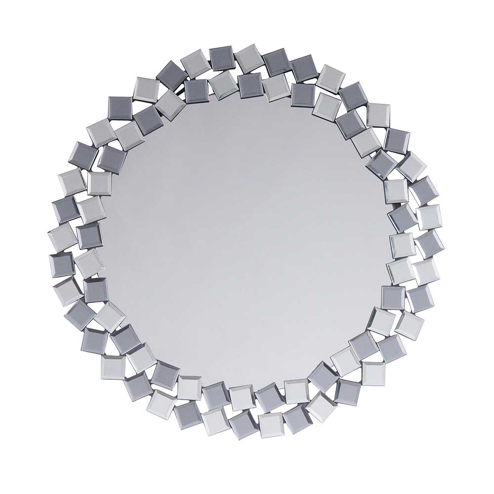 Runder Hängespiegel in Silber & Grau Mosaik Rahmen Compadro