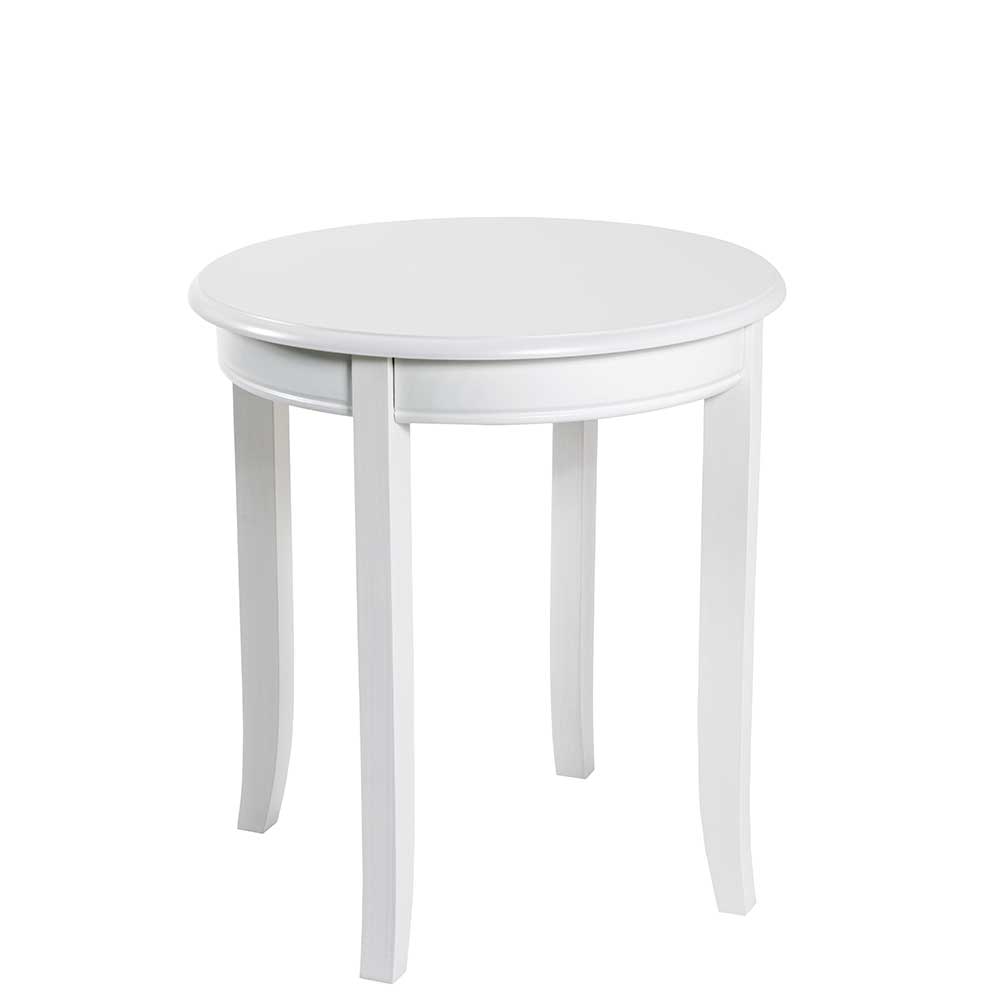 Rundes Tischchen im Landhausstil in Weiß aus MDF & Tanne Kalindo