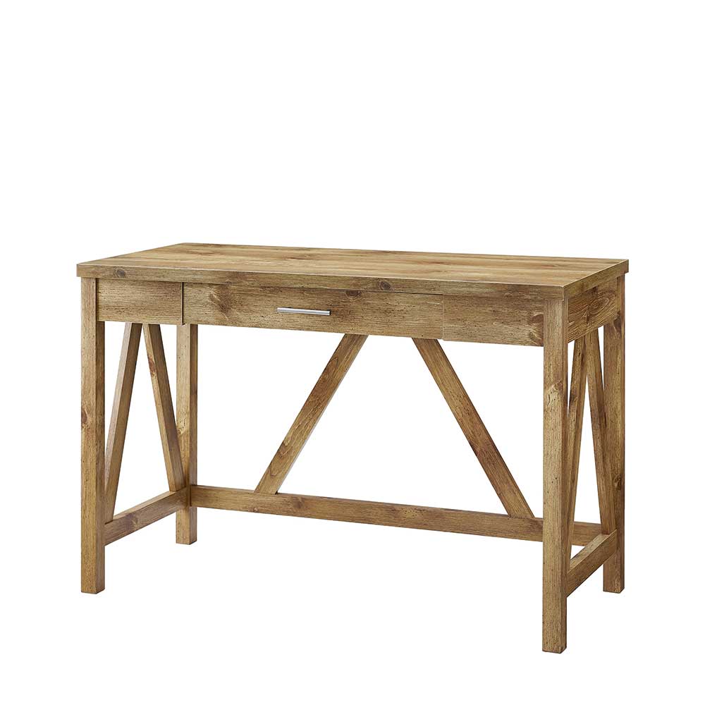 Rustikaler Schreibtisch in verwitterter Holzoptik mit Schublade Iljina