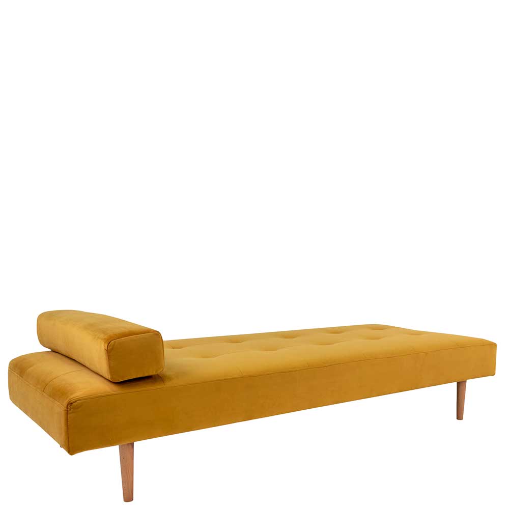 Samt Relaxliege in Gelb & Buche - modernes Design Asbro