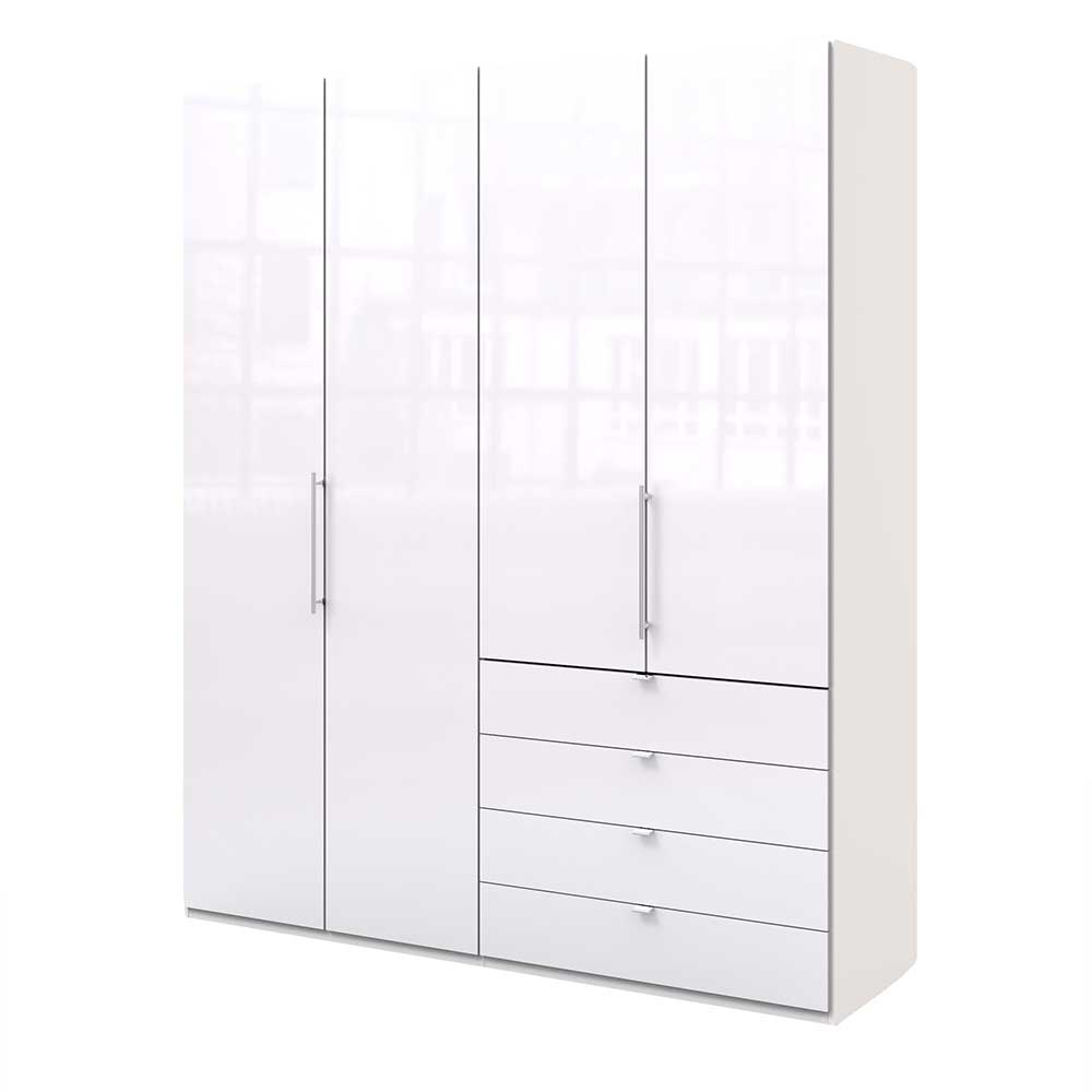 Schlafzimmer Kombi-Kleiderschrank in Weiß mit vier Schubladen & zwei Falttüren Dolienca