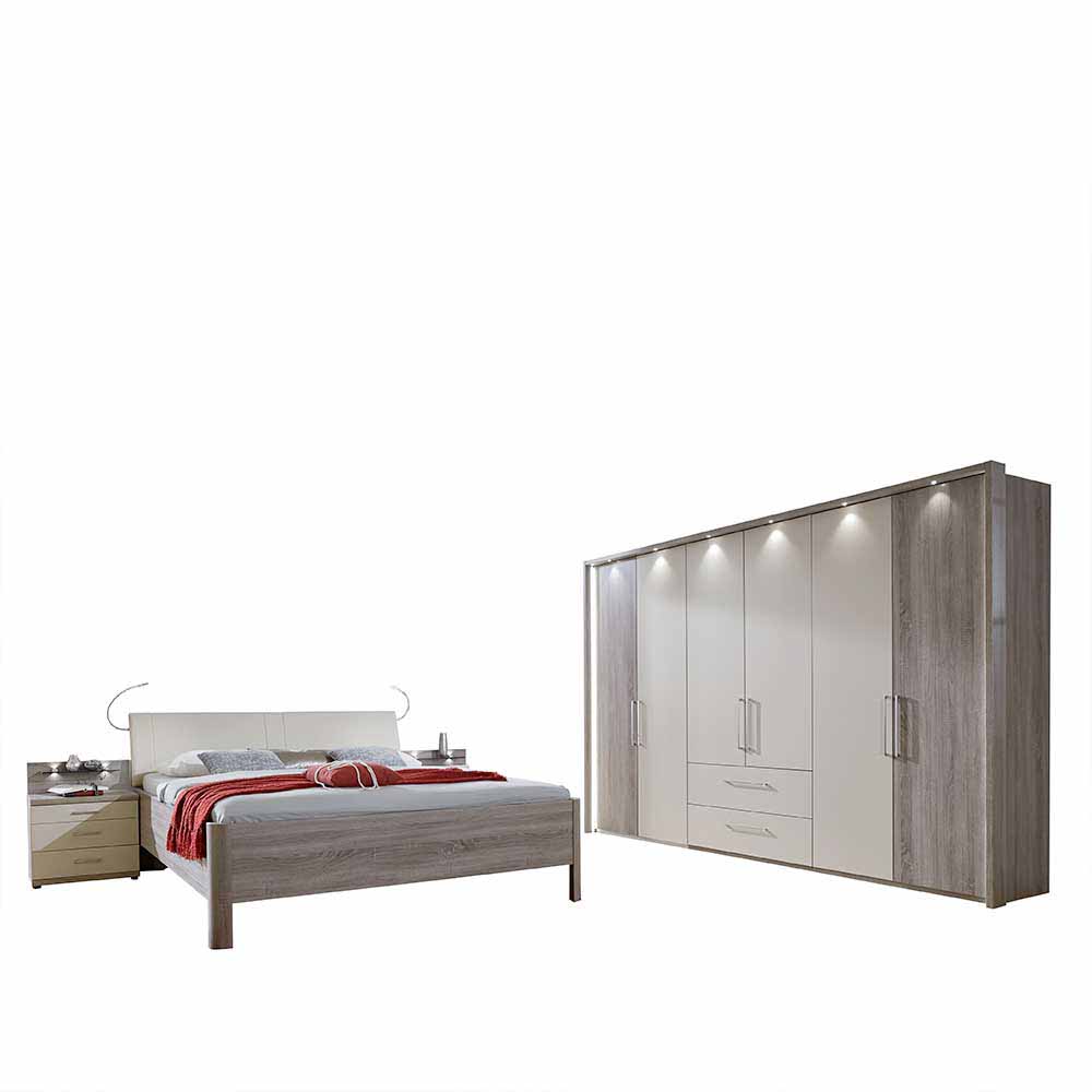 Schlafzimmer Komplettset Kleiderschrank 6-türig Doppelbett 180x200cm Eitano