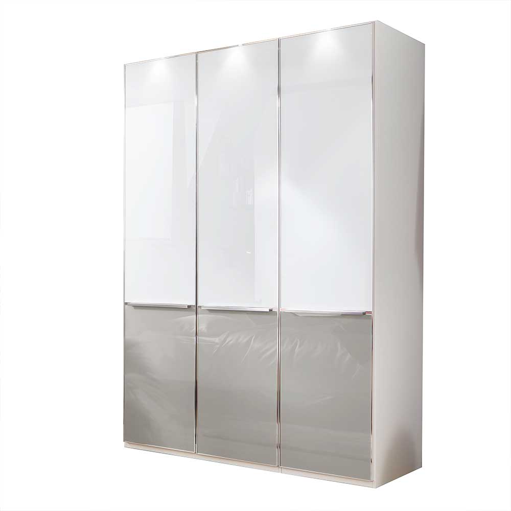 Schlafzimmer-Schrank mit Glas zweifarbig in Weiß & Grau Erienvo